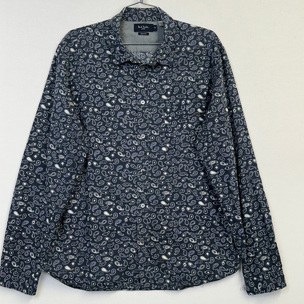 Paul Smith Jeans Tailored Fit Paisley Shirt Black Men's L